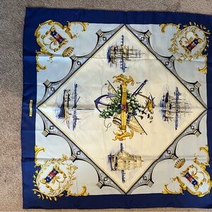 PRELOVED HERMES BORDEAUX  PORTE OCEANE SILK SCARF HUGO GRYGKAR 1954